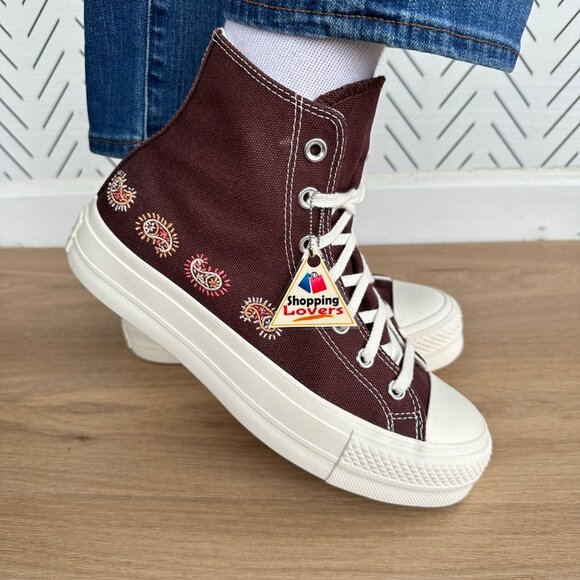 ⭐Converse Chuck Taylor Lift Platform Embroidered Sz 6 Womens Shoes Brown A08174C - Picture 3 of 14